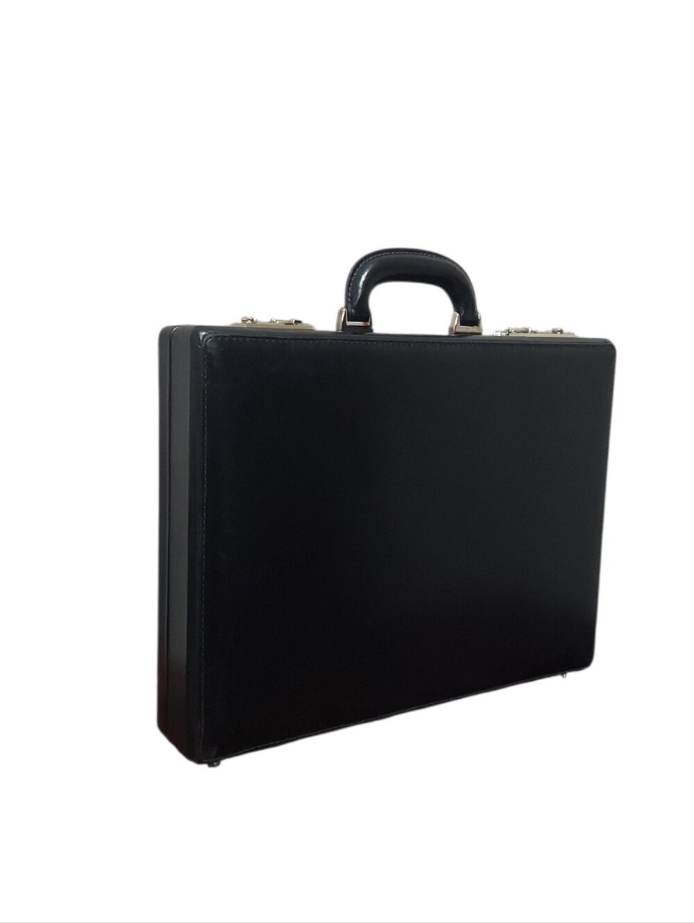Cole Haan Black Leather Classic Hardshell Attache Briefcase Gently Loved - Picture 4 of 11